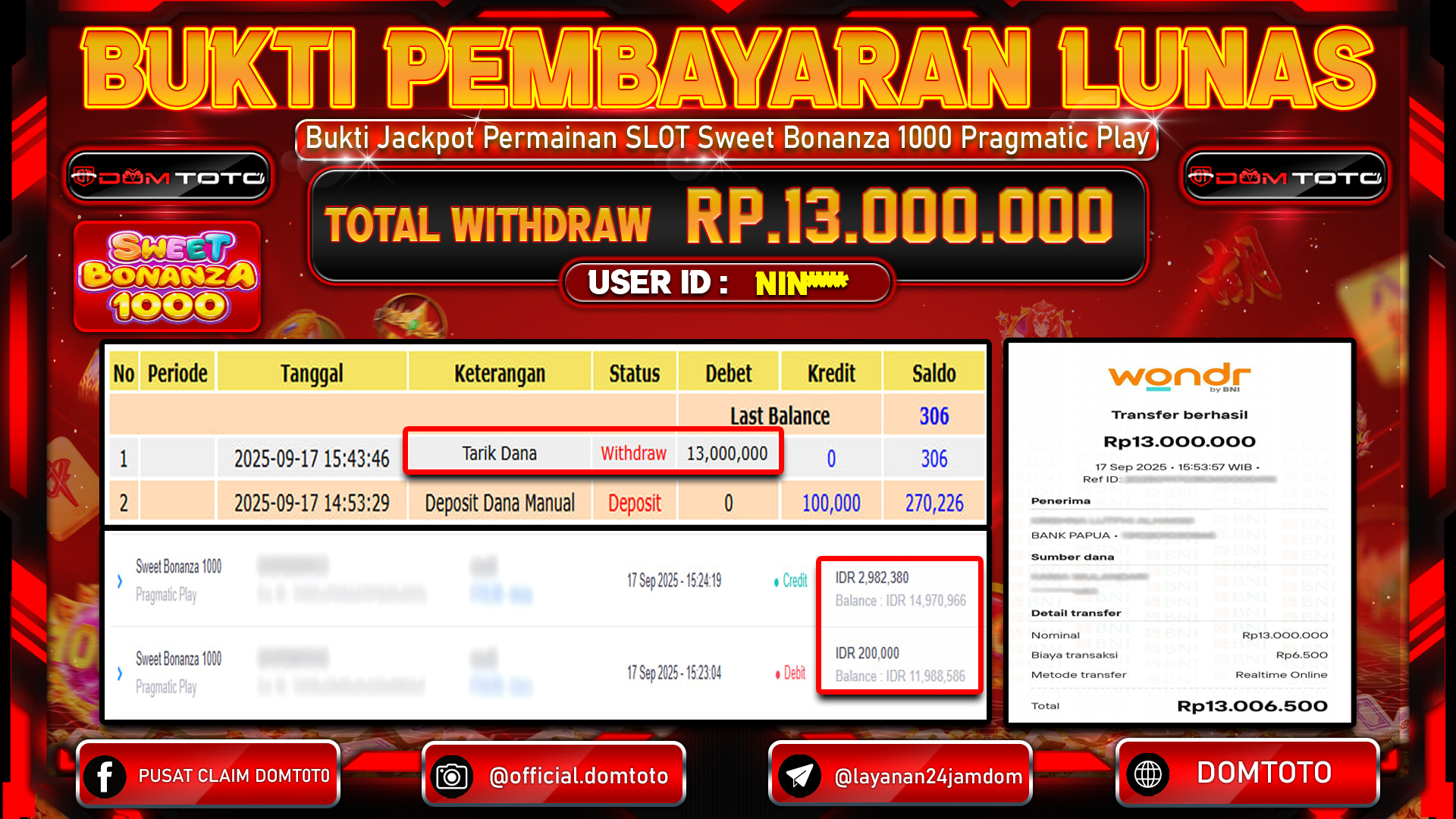 JACKPOT SLOT Sweet Bonanza 1000 Pragmatic Play 17 SEPTEMBER 2025